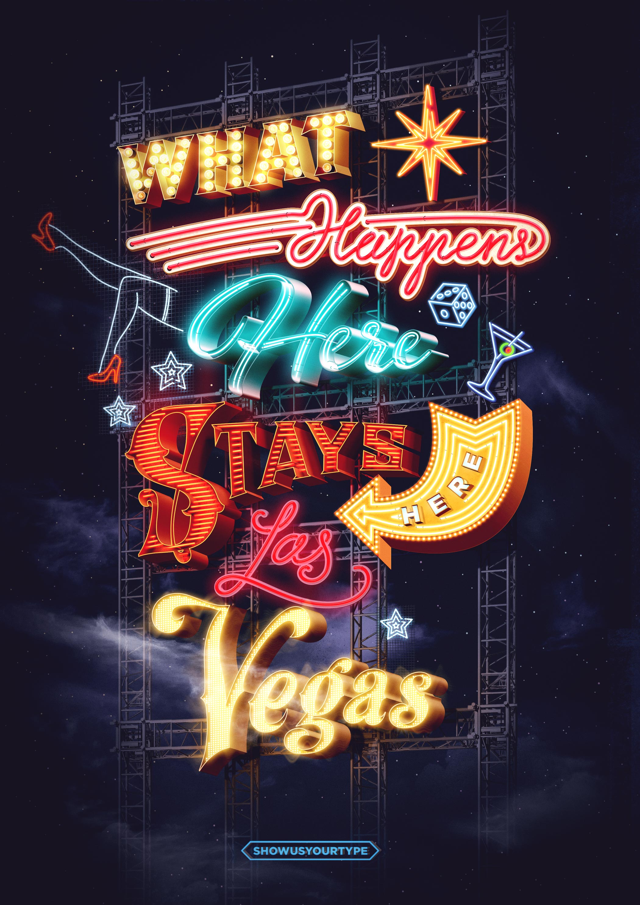 Las Vegas typographic poster for Show Us Your Type project